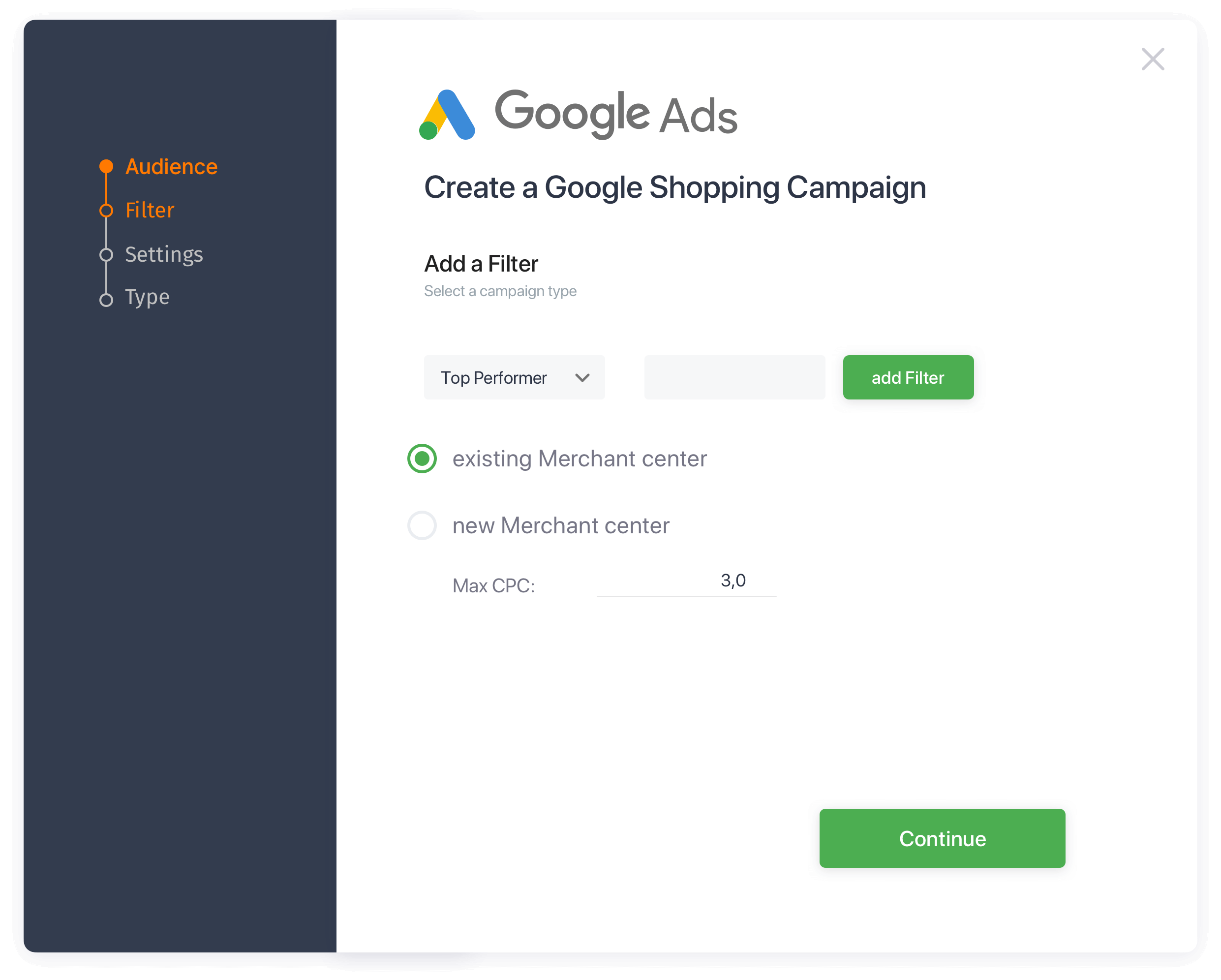 eMarketing platform dashboard
