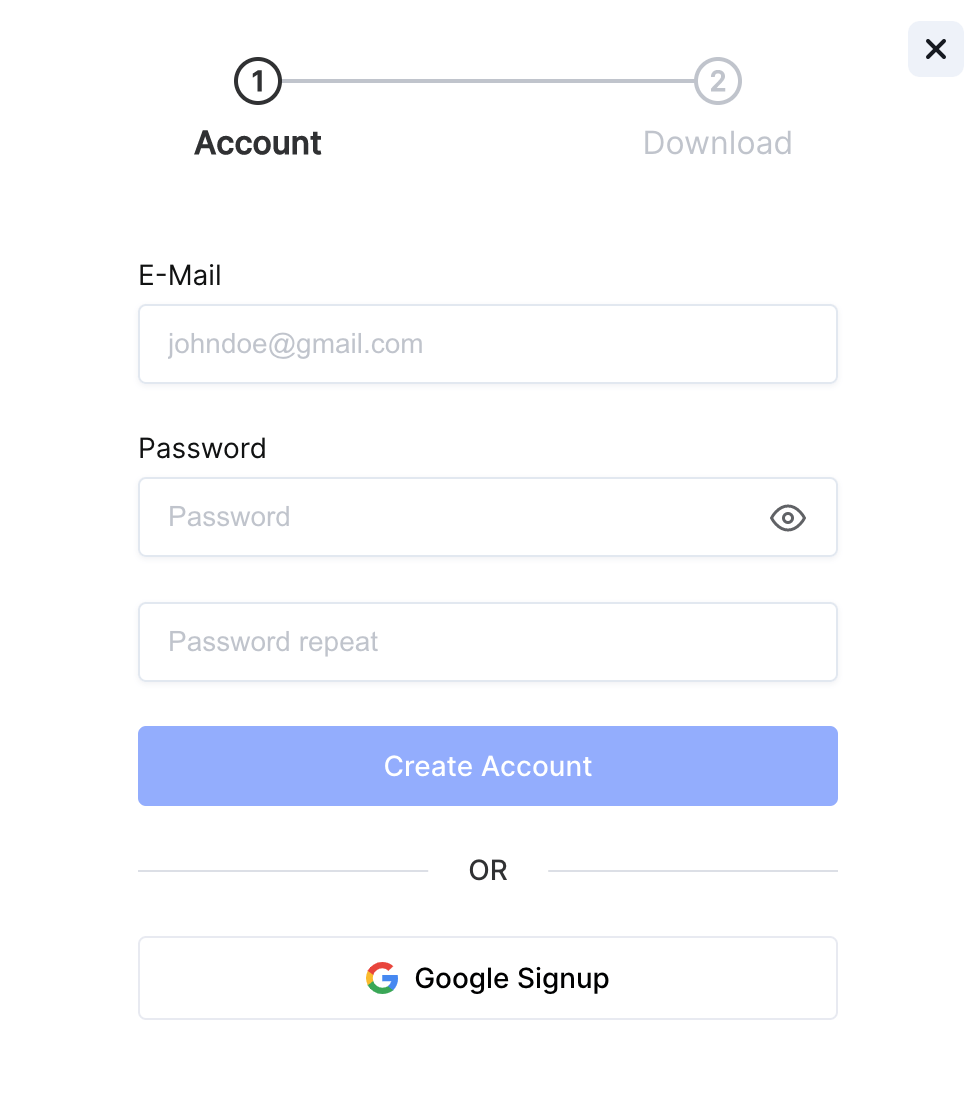 Unicv template selection interface